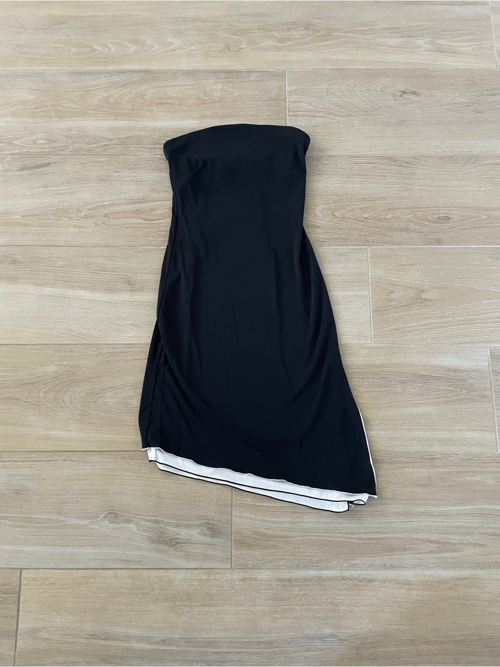 Y2K Express Strapless Black Dress with Contrast Hem Asymmetrical Size 3/4 EUC